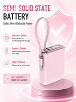 Batterie externe semi-solide 10000 mAh ultra-mince avec charge rapide PD 22,5 W, câble USB-C intégré, chargeur portable, vente en gros OEM, logo personnalisé