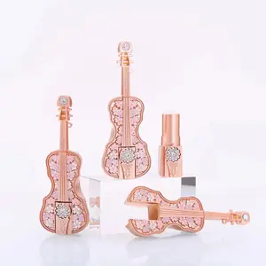 批发DIY小提琴造型优雅奢华口红容器12.1mm金属玫瑰金口红管