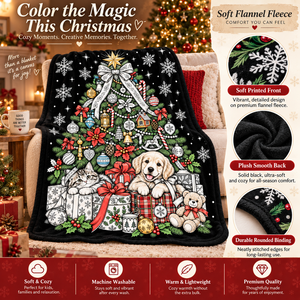 Manta de felpa personalizada para colorear árboles de Navidad, DIY con 24 marcadores de colores, manta de franela suave para grafiti, para la temporada de invierno - Product Image 6