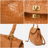 Sacs à main en cuir véritable de luxe avec logo personnalisé, vente en gros d'usine OEM, sac à bandoulière vintage en cuir de croco gaufré pour femme, idéal pour le bureau