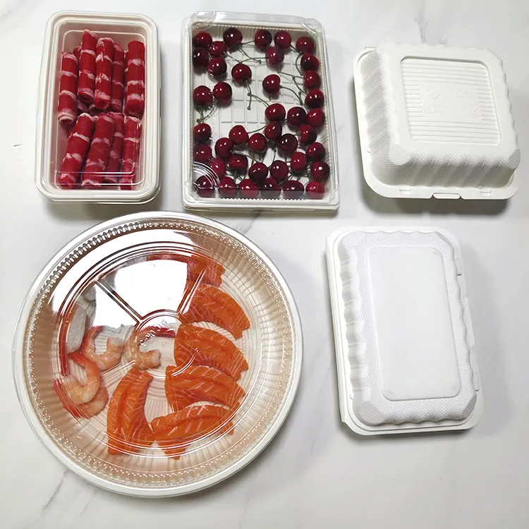 PP biologisch abbaubare Box zum Mitnehmen mit Deckel biologisch abbaubares Lebensmittel Fleisch Tablett Türkei Box Lebensmittel frisches Produkt Tablett