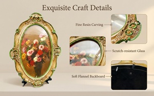 Classic European Style Resin Oval <strong>Photo</strong> Frame Velvet Back Side Opening Eco-Friendly Lightweight Home Decor Hanging Easy <strong>Photo</strong> - Product Image 4