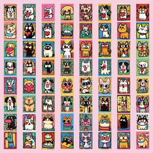 50 pezzi simpatici adesivi <span class=keywords><strong>murali</strong></span> in PVC per cani e <span class=keywords><strong>gatti</strong></span> artistici impermeabili illustrazioni cartoni animati dipinti decorativi a colori - Product Image 5
