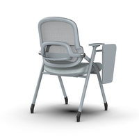 Chaise de bureau ergonomique moderne en maille avec revêtement PU, pour hôpital et école, avec accoudoirs réglables, tablette d'écriture incluse et table pliable