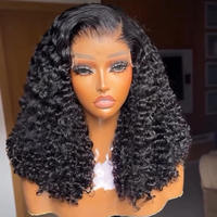 Perruque frontale en dentelle 13x6 en cheveux indiens bruts, perruques frontales en dentelle de cheveux humains en gros, perruques de cheveux humains vierges naturels bouclés afro coupe pixie
