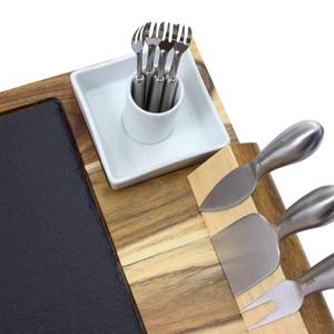 Houselin Slate Cheese Board Set Acero inoxidable Cuchillo Herramientas Premium Acacia Bandeja para servir con soporte magnético - Product Image 2
