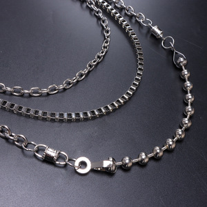 Fashionable Multi Layer Pants <b>Chain</b> Tibetan Silver Ball Shape Waist <b>Chain</b> Casual Hip Hop Punk Style Denim Jeans Accessory - Product Image 4