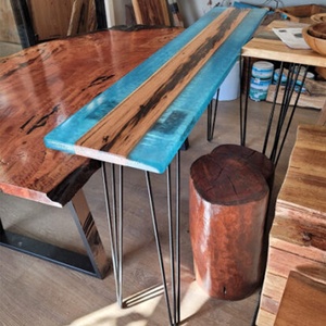Resin <strong>Console</strong> <strong>Table</strong> Modern Epoxy River Top with <strong>Hairpin</strong> Legs Live Edge Side <strong>Table</strong> - Product Image 4