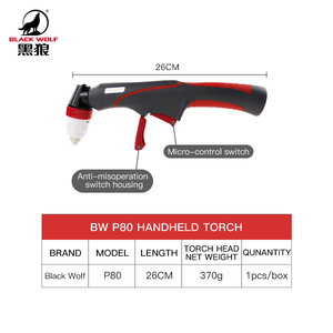 Authentic Black Plasma Cutting Torch BW P-80 Hand <b>Head</b> 60-120A <b>Air</b> Cooled Stainless Steel Welding Soldering Supplies P80 Black W - Product Image 4