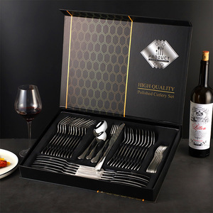 Ensemble de couverts en acier inoxydable Pei Jiale, 48 pièces, boîte cadeau polie pour la salle à manger à domicile - Product Image 1
