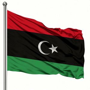 ธงแขวน/ธงโบกสะบัดสำหรับแฟนกีฬาแบบสั่งทำพิเศษ พิมพ์ลายสองด้าน ธงทีมกีฬา ธงชาติลิเบีย ผลิตจากโพลีเอสเตอร์ ทนทาน พร้อมโครงอลูมิเนียม - Product Image 1