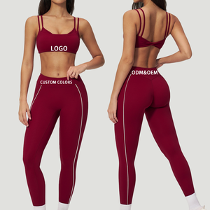 Sensacional conjunto de pantalones de yoga para mujer, conjunto de ropa deportiva con líneas a juego, ajuste tridimensional, adecuado para correr y actividades físicas - Product Image 1
