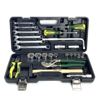 Ensemble d'outils à douille en métal de 25 pièces Accessoires complets de construction Perceuse à transport facile Outils de forage de trous