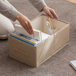 Foldable Durable Home Large-capacity Wardrobe Organizer with Handle Eco-friendly Cotton & Linen Fabric Storage Box