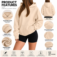 Sweat-shirt à capuche oversize pour femme, couleur unie, en coton tricoté, décontracté, avec poches avant, style hiver, coupe classique