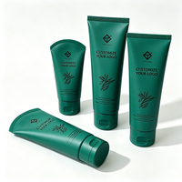 Emballage cosmétique en plastique vert personnalisé de luxe 50 80 100 120 150 ml pour crème pour le visage, tube à presser de haute qualité pour nettoyant facial