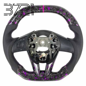 Volante de Fibra de Carbono Forjado para Mazda 6 Atenza Mazda 3 Axela 2014-2025, Volante Deportivo de Cuero Personalizado con Fragmentos Morados - Product Image 1