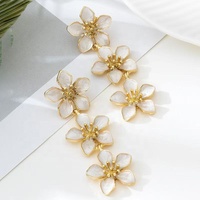 Anting Gantung Bunga Lima Kelopak Gaya Manis Grosir, Anting Bunga Rumbai Paduan Logam Warna-warni Vintage dengan Tetesan Minyak, Perhiasan