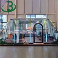 Dôme géodésique de camping en polycarbonate transparent, résistant à l'eau et au vent, en polycarbonate solide, ovale, long
