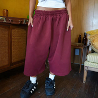 Shorts de jogging amples pour hommes, 100% coton, délavés à l'acide, avec logo personnalisé, imprimé vintage vieilli, longueur 3/4, grandes tailles