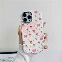 Coque de téléphone en gel de silicone pleine écran style Ins avec nœud floral pour iPhone 17 Pro, 18 Pro Max, 16, 15, 14, 13, 12, 11