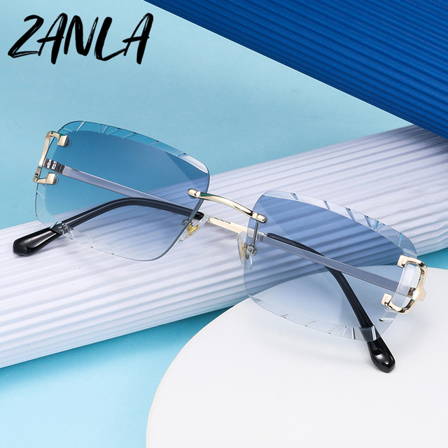 Retro Fashion Sunglasses Women Men Unique Rimless Design Gradient Sun Glasses Shades Cutting Lens Lady Frameless Eyeglasses 2026