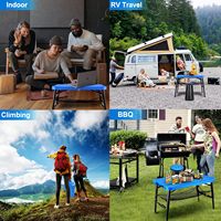 Ensemble table et tabourets pliants portables pour le camping en plein air, légers, en plastique, robustes, réglables, meubles d'extérieur