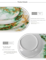 Assiettes de service rondes en céramique de porcelaine fine, style nordique, marbre coloré, pour 2 personnes, pour la maison et l'hôtel, portables
