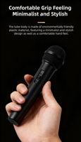 Microphone sans fil dynamique portable personnalisable en plastique avec connecteur Type C, charge monocanal pour karaoké et conférences