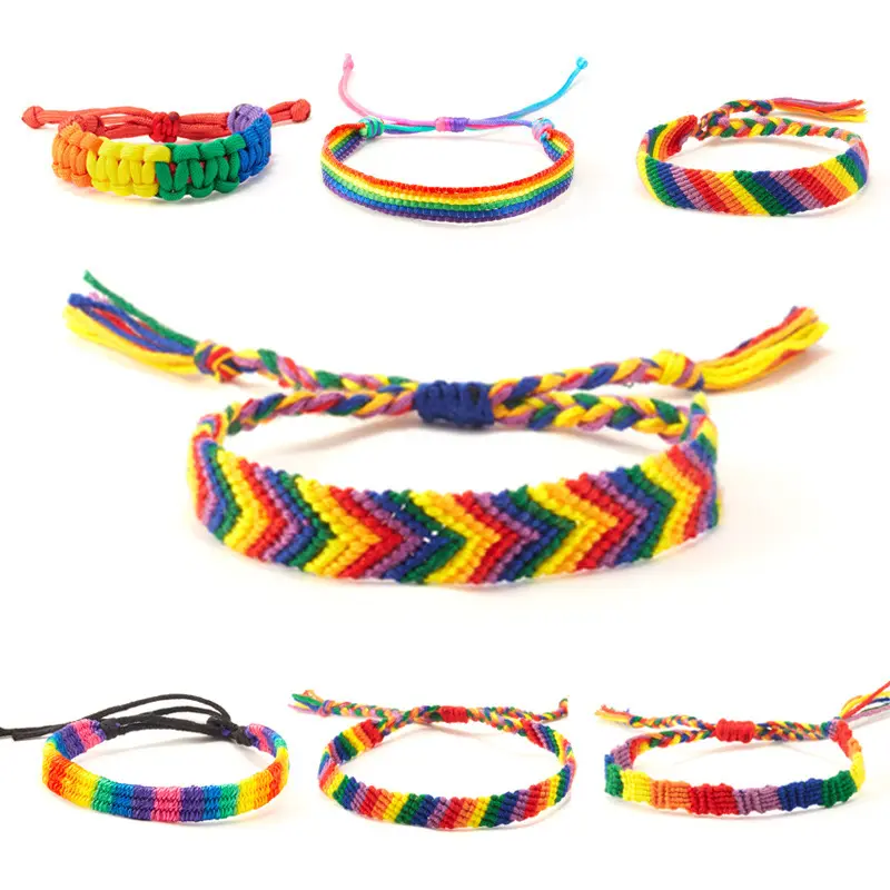 Diverse Regenboog Parade Polsbandje Handgemaakte Trots Sieraden Gay Lgbt Pride Gevlochten Macrame Armband Voor Mannen Vrouwen