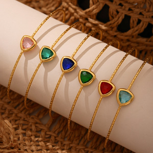 Bracelet ouvert classique en acier inoxydable avec verre tchèque facetté pour bijoux de mode unisexe - Product Image 4