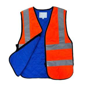 難燃性蛍光オレンジ高視認性冷却ベスト 難燃性繊維 自動消火 防火 - Product Image 2