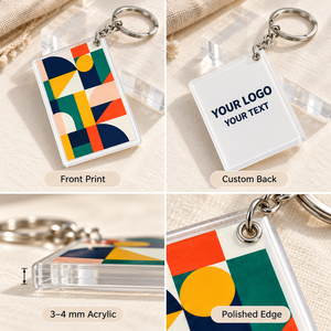Llaveros Acrílicos Transparentes Geométricos de Doble Cara Personalizados, Impresos con UV, Regalos Promocionales OEM ODM - Product Image 2