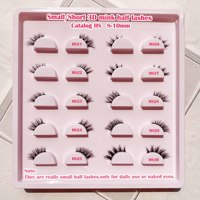 Cils courts personnalisés avec logo, 10 mm, 12 mm, demi-cils, cils effilés, cils 3D en vison naturel avec emballage brun nude