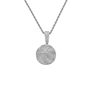 Collier pendentif Hip Hop Zircon Basketball en laiton plaqué or 18 carats avec chaîne corde de 60 cm, bijoux sportifs pour femmes et hommes - Product Image 6