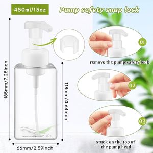 Botella Dispensadora Cuadrada de PETG Rosa de 450 ml con Bomba de Espuma para Jabón Líquido - Product Image 2