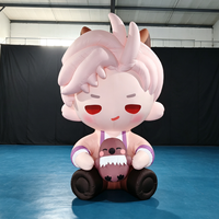 Mascotte gonflable géante personnalisée de dessin animé, 3m, cheveux roses, tissu Oxford imperméable pour événement anime, publicité extérieure