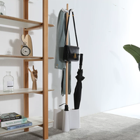 Porte-vêtements multifonctionnel en bois sur pied et porte-parapluies, mobilier de maison design moderne, gain de place pour chambre et hôtel