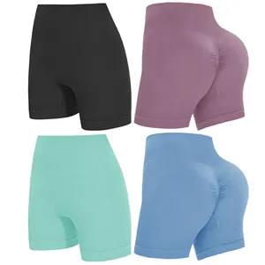 Biểu Tượng Tùy Chỉnh Nylon Yoga Tập Thể Dục Activewear Phụ Nữ Liền Mạch Scunch Vớ Quần Short Chiến lợi phẩm Phòng Tập Thể Dục Yoga Quần Short Cho Phụ Nữ Cô Gái