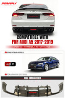 Kit carrosserie Perfiply en fibre de carbone véritable, style KB, diffuseur de pare-chocs arrière avec éclairage LED pour Audi A5 S5 B8.5 4 portes 2017-2019