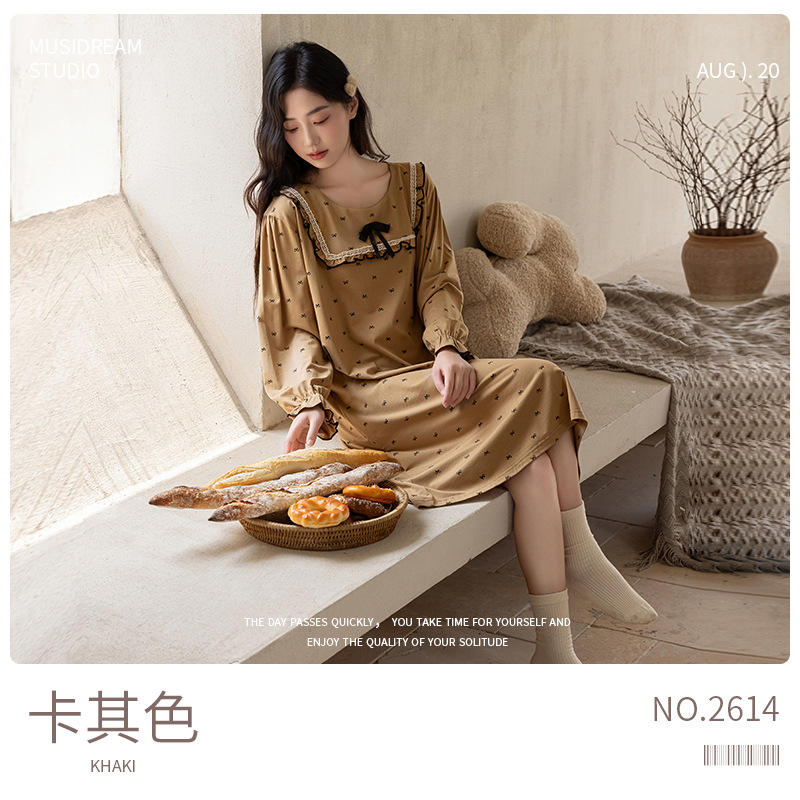 Nightgown - Khaki [Lynzing Modal Cotton]