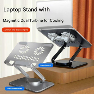 Support d'ordinateur portable réglable avec ventilateur de refroidissement, support pliable pour tablette, support de <span class=keywords><strong>bureau</strong></span> en aluminium pour MacBook, iPad, ordinateur portable - Product Image 5