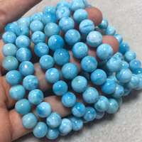 Bracelet perlé en gros Xygems poli 7mm-18mm pour femme, pierres précieuses Larimar bleues certifiées par un tiers, effet œil de chat, en vrac
