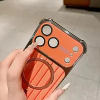 Coque de téléphone magnétique antichoc à motif ondulé avec protection d'objectif compatible pour iPhone 17 16 15 14 13 12 Pro Max