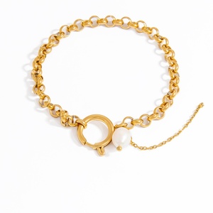 Niche Fashion High-End Stainless Steel Bracelet with 18K Gold Plating Trendy <b>Charm</b> Bracelets & Link Jewelry Pendant - Product Image 5