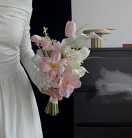 Bouquet de mariée artificiel élégant, fleurs en soie artificielle réalistes pour mariage, demoiselle d'honneur et accessoire photo