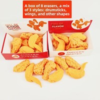 Borradores con Forma de Alitas y Muslos de Pollo Fritos, Borradores Mini Lindos al por Mayor, Material Escolar para Regalos y Premios para Maestros