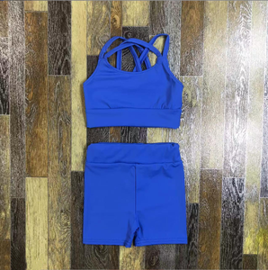 Conjuntos de Yoga populares 2025, venta al por mayor, sujetador para niñas, pantalones cortos, ropa deportiva, baile, conjunto de Yoga para niños - Product Image 6