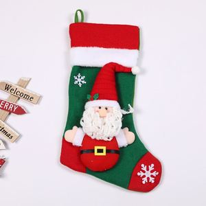 White Christmas <b>Stocking</b> with Cute Navidad Cartoon Design Reusable Gift Bag for Holiday Decoration and <b>Kids</b> Family - Product Image 2