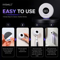 Stérilisateur de brosses à dents portable UVC UVA à marque privée avec séchage par ventilateur, écran LED, rechargeable Type-C, fixation murale